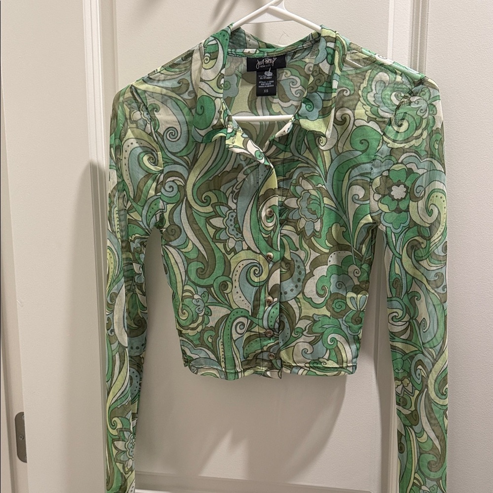 Green Paisley Button Down Shirt shear
